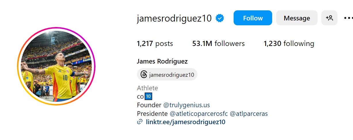 85. James Rodríguez Social Media Influencer Profile Image 85. James Rodríguez social media influencer portrait