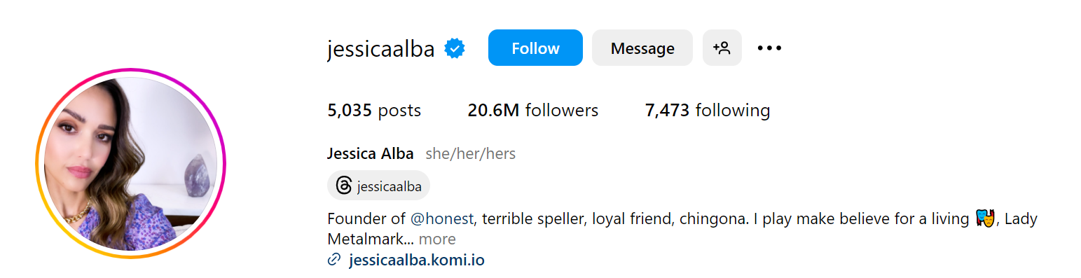53. Jessica Alba Social Media Influencer Profile Image 53. Jessica Alba social media influencer portrait