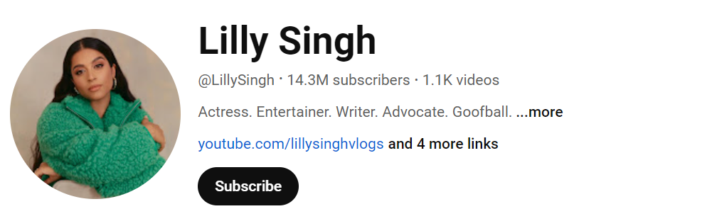 Lilly Singh Social Media Influencer Profile Image Lilly Singh social media influencer portrait