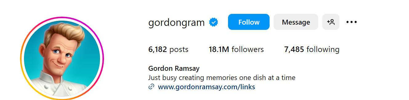 57. Gordon Ramsay Social Media Influencer Profile Image 57. Gordon Ramsay social media influencer portrait