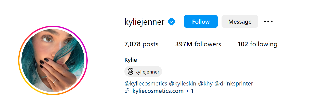 Kylie Jenner Social Media Influencer Profile Image Kylie Jenner social media influencer portrait