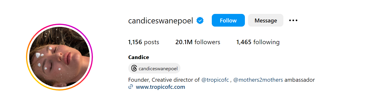 78. Candice Swanepoel Social Media Influencer Profile Image 78. Candice Swanepoel social media influencer portrait
