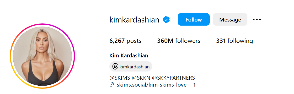 Kim Kardashian Social Media Influencer Profile Image Kim Kardashian social media influencer portrait