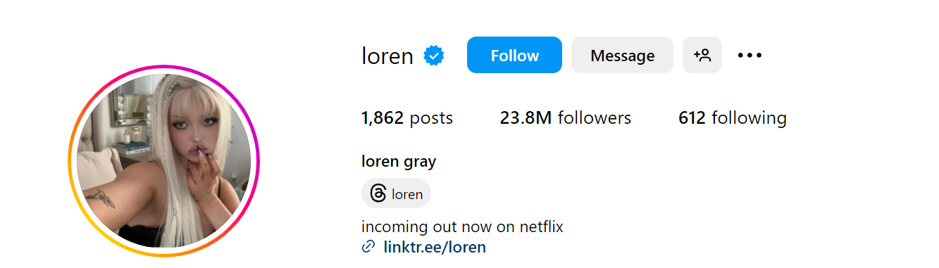 Loren Gray Social Media Influencer Profile Image Loren Gray social media influencer portrait
