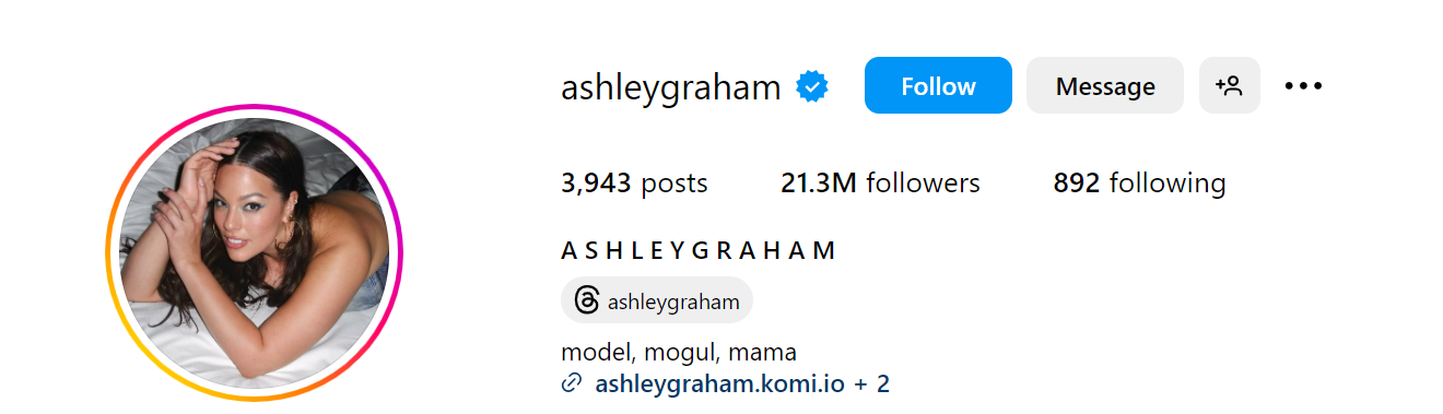 47. Ashley Graham Social Media Influencer Profile Image 47. Ashley Graham social media influencer portrait