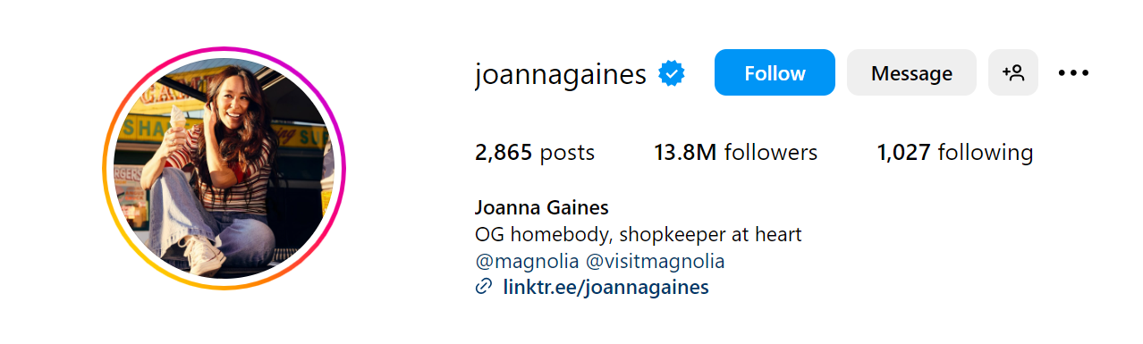 49. Joanna Gaines Social Media Influencer Profile Image 49. Joanna Gaines social media influencer portrait