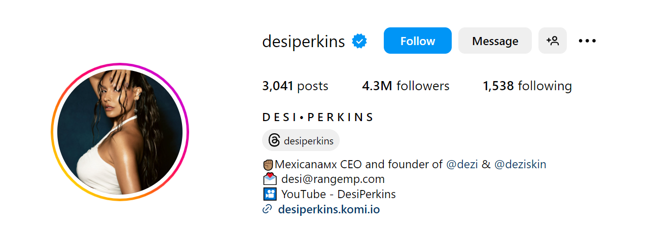 70. Desi Perkins Social Media Influencer Profile Image 70. Desi Perkins social media influencer portrait