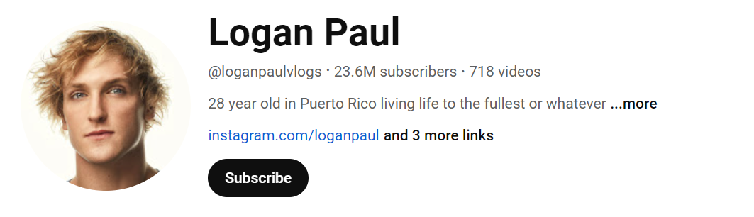 Logan Paul Social Media Influencer Profile Image Logan Paul social media influencer portrait