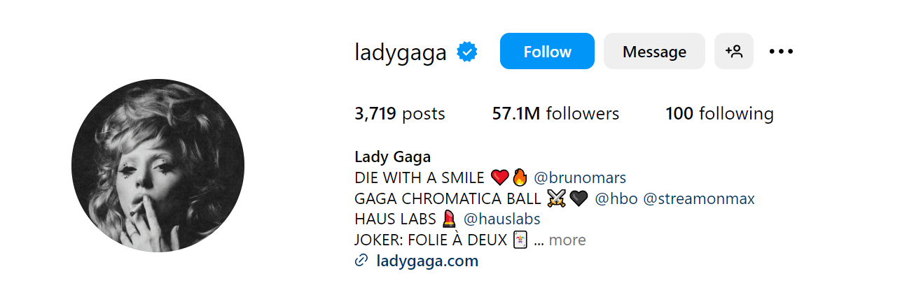 91. Lady Gaga Social Media Influencer Profile Image 91. Lady Gaga social media influencer portrait
