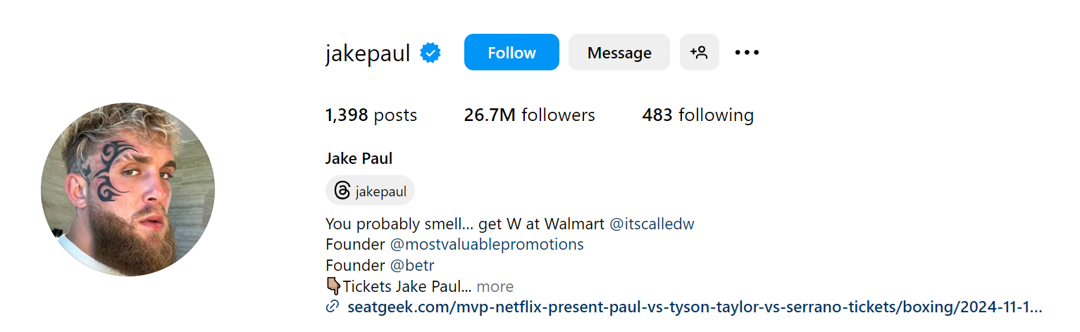 Jake Paul Social Media Influencer Profile Image Jake Paul social media influencer portrait