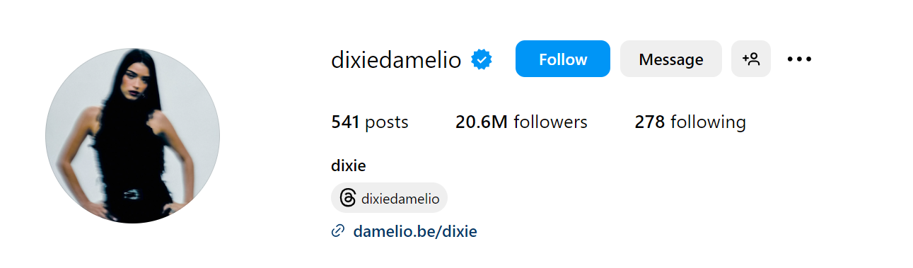 Dixie D’Amelio Social Media Influencer Profile Image Dixie D’Amelio social media influencer portrait
