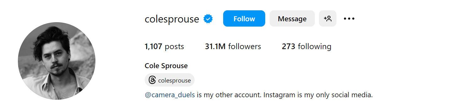 58. Cole Sprouse Social Media Influencer Profile Image 58. Cole Sprouse social media influencer portrait