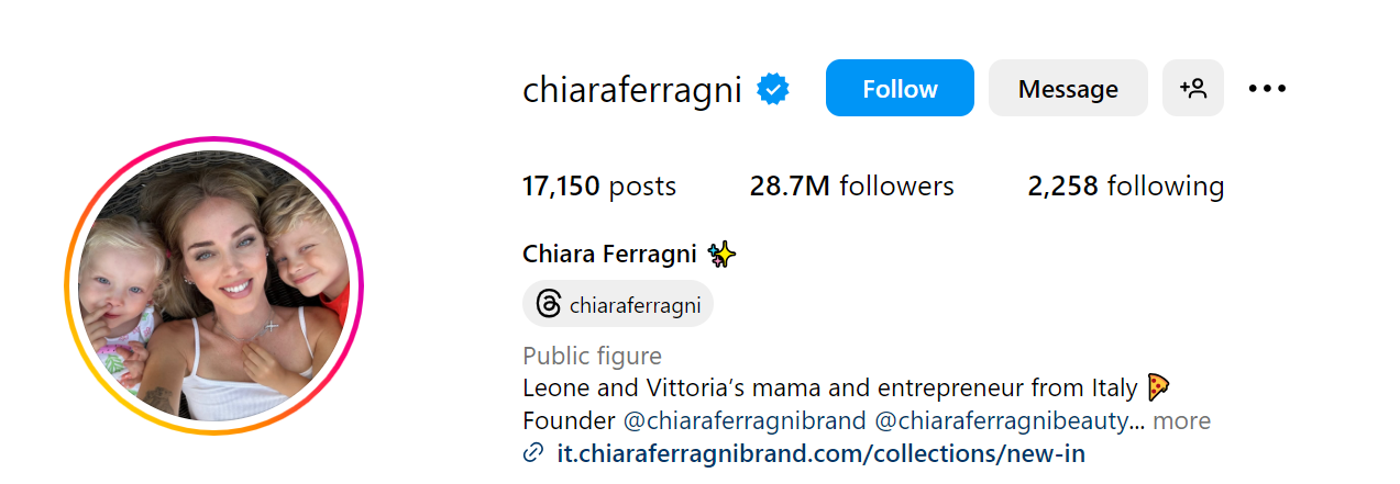 Chiara Ferragni Social Media Influencer Profile Image Chiara Ferragni social media influencer portrait