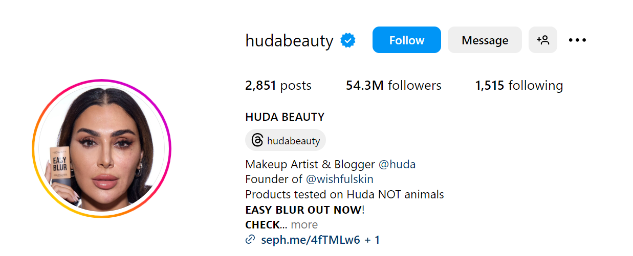 Huda Kattan Social Media Influencer Profile Image Huda Kattan social media influencer portrait