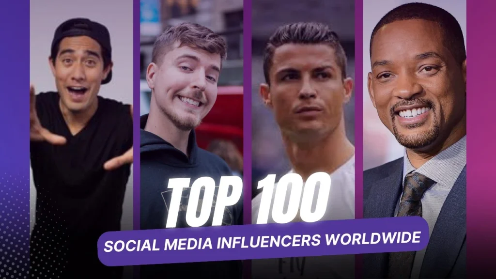 Collage of the Top 100 Social Media Influencers in 2025 across Instagram, TikTok, and YouTube